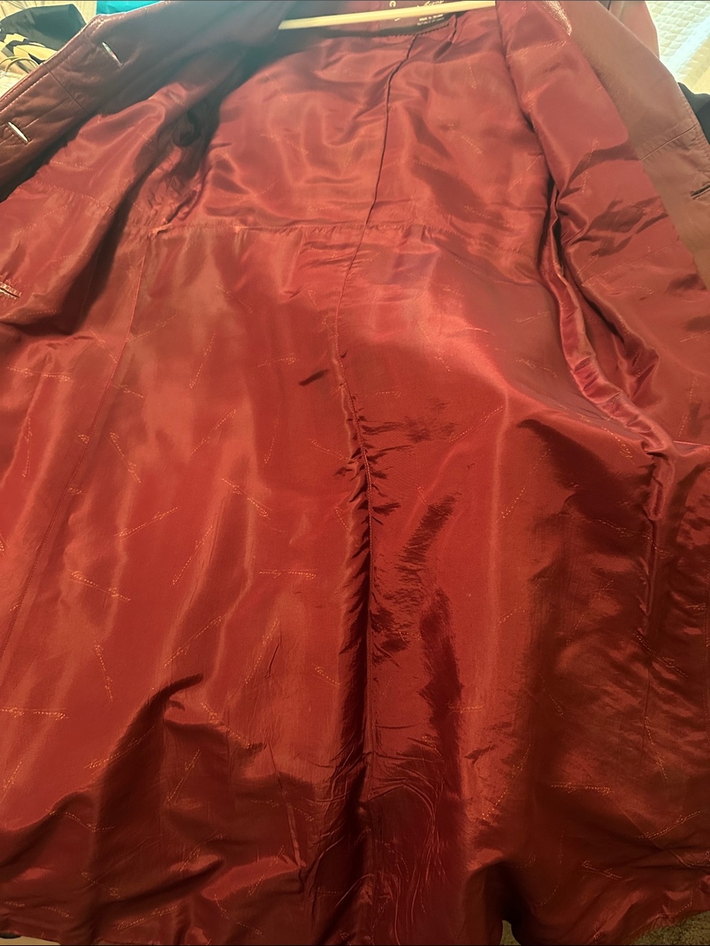 Vintage Ettiene Aigner Long Burgundy Leather Trench Coat - Picture 8 of 12